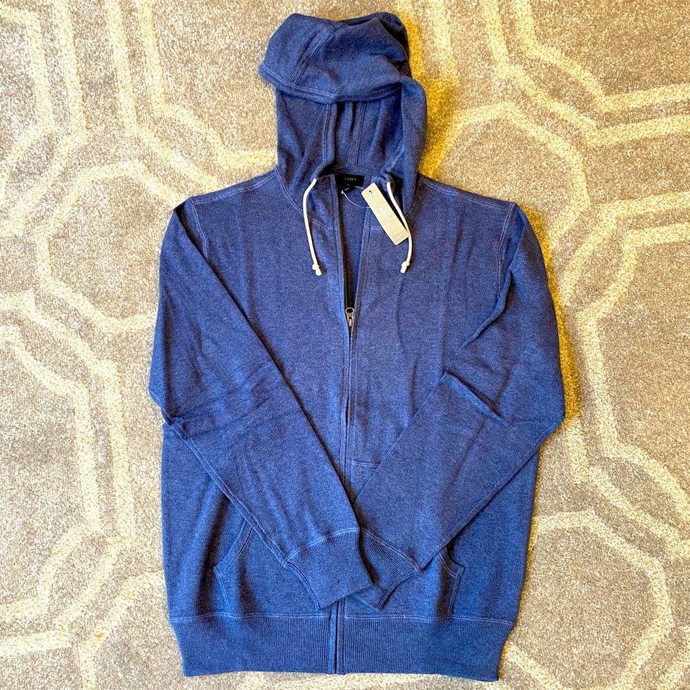 JCREW Men’s Cotton Cashmere zip front hoodie BNWT